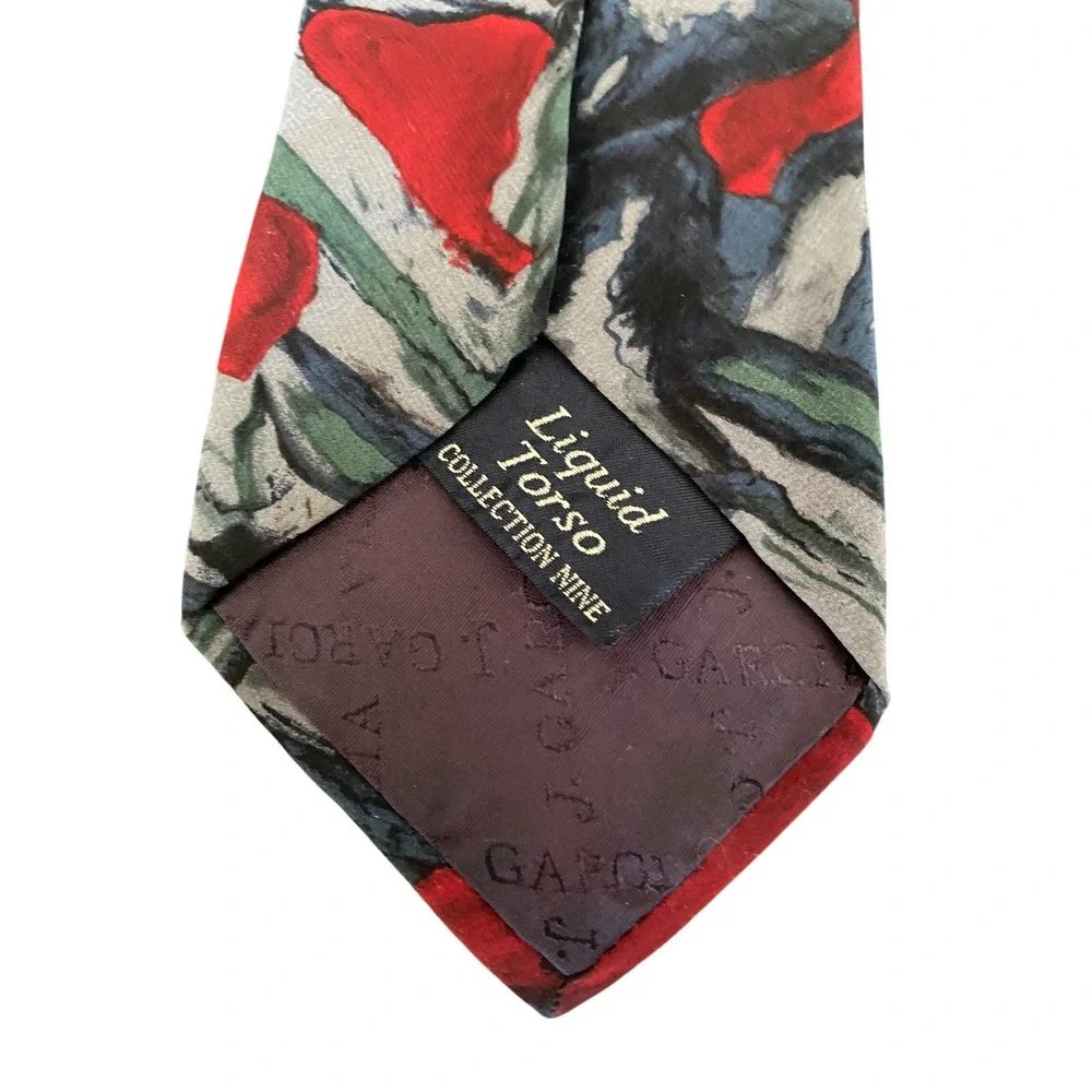 J.‎ Garcia Liquid Torso Collection Nine Silk Tie Abstract Red Blue Mens Necktie